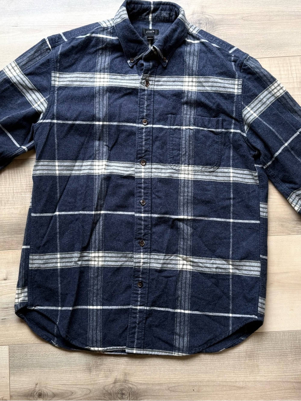 J. Crew Dark Navy & White Plaid Button-Down Shirt